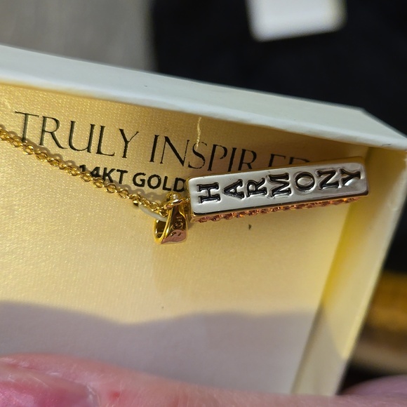 Truly Inspired Love & Harmony Pink Crystal 14K Gold Plated Necklace - Picture 5 of 6